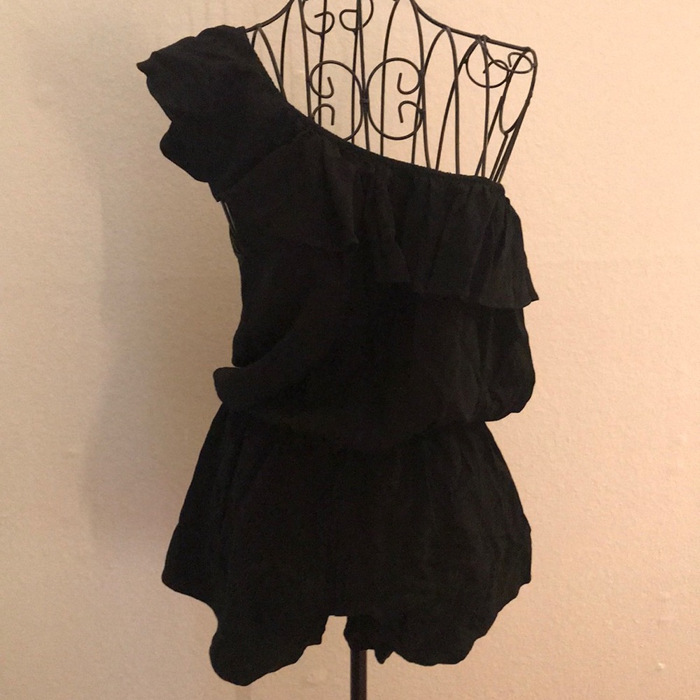 Pavonine one-shoulder Romper